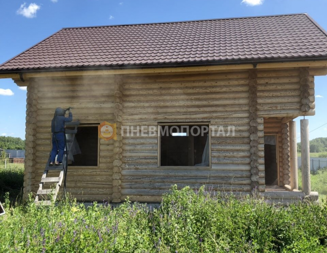 Пескоструйная обработка деревянного дома с выездом в Воскресенский район, д. Барановское Пескоструйная обработка деревянного дома с выездом в Воскресенский район, д. Барановское