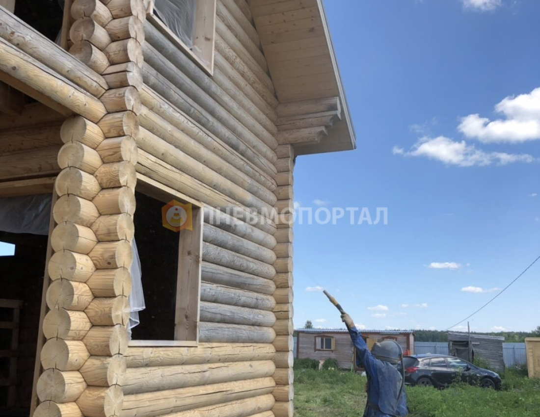 Пескоструйная обработка деревянного дома с выездом в Воскресенский район, д. Барановское Пескоструйная обработка деревянного дома с выездом в Воскресенский район, д. Барановское