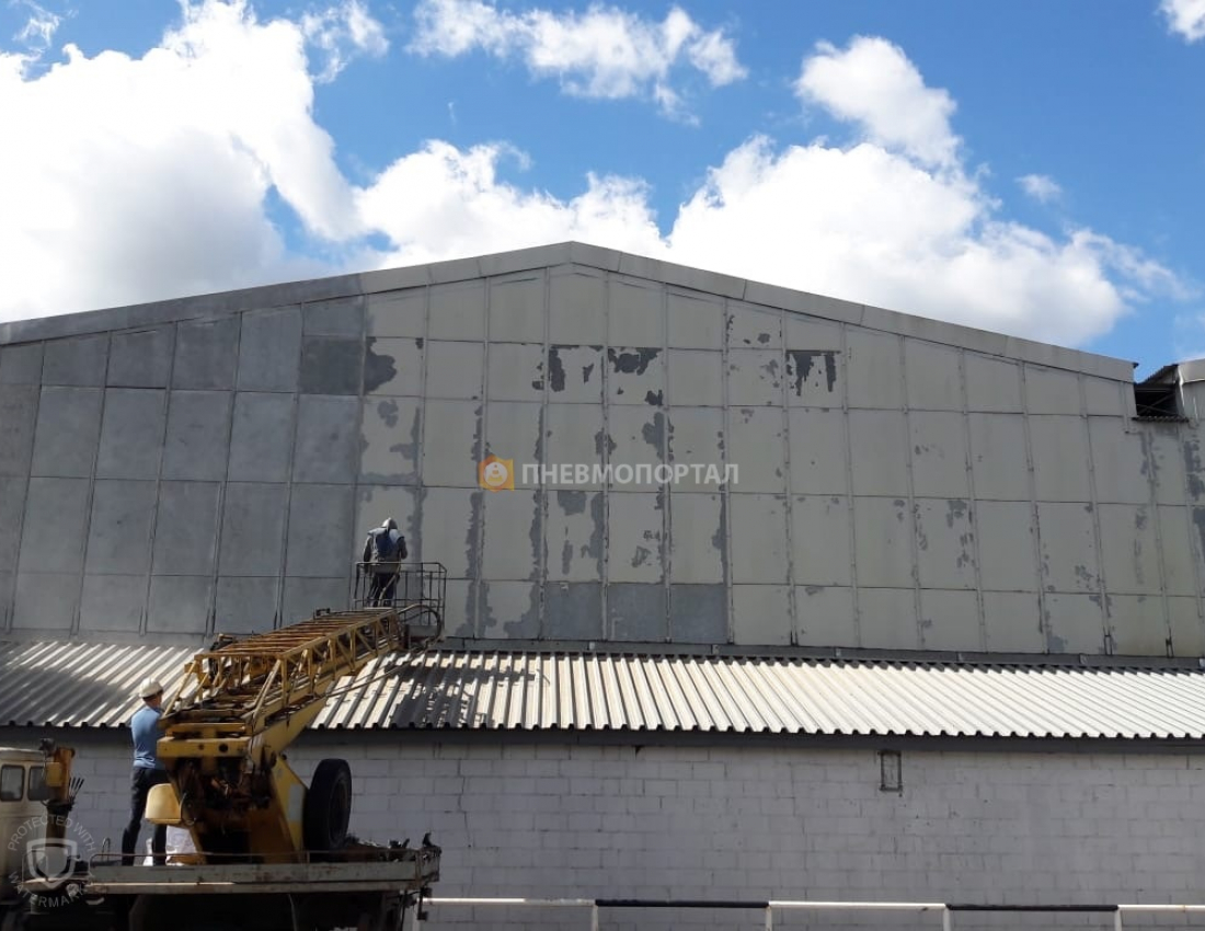 Пескоструйная обработка металлического ангара в п. Быково, Раменский район Пескоструйная обработка металлического ангара в п. Быково, Раменский район