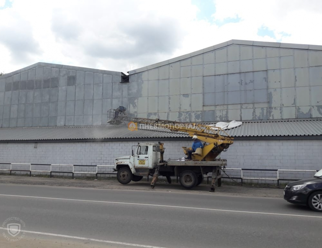 Пескоструйная обработка металлического ангара в п. Быково, Раменский район Пескоструйная обработка металлического ангара в п. Быково, Раменский район