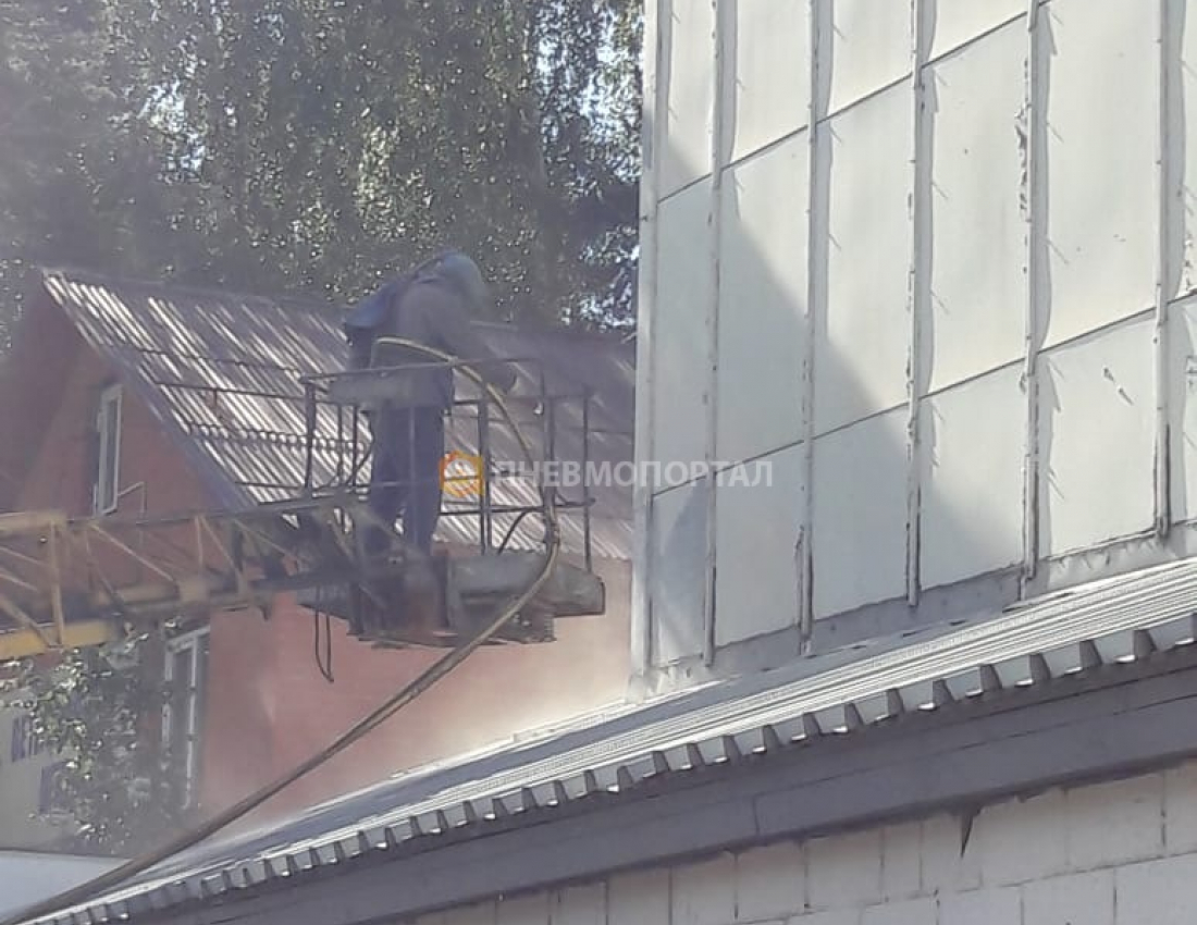 Пескоструйная обработка металлического ангара в п. Быково, Раменский район Пескоструйная обработка металлического ангара в п. Быково, Раменский район