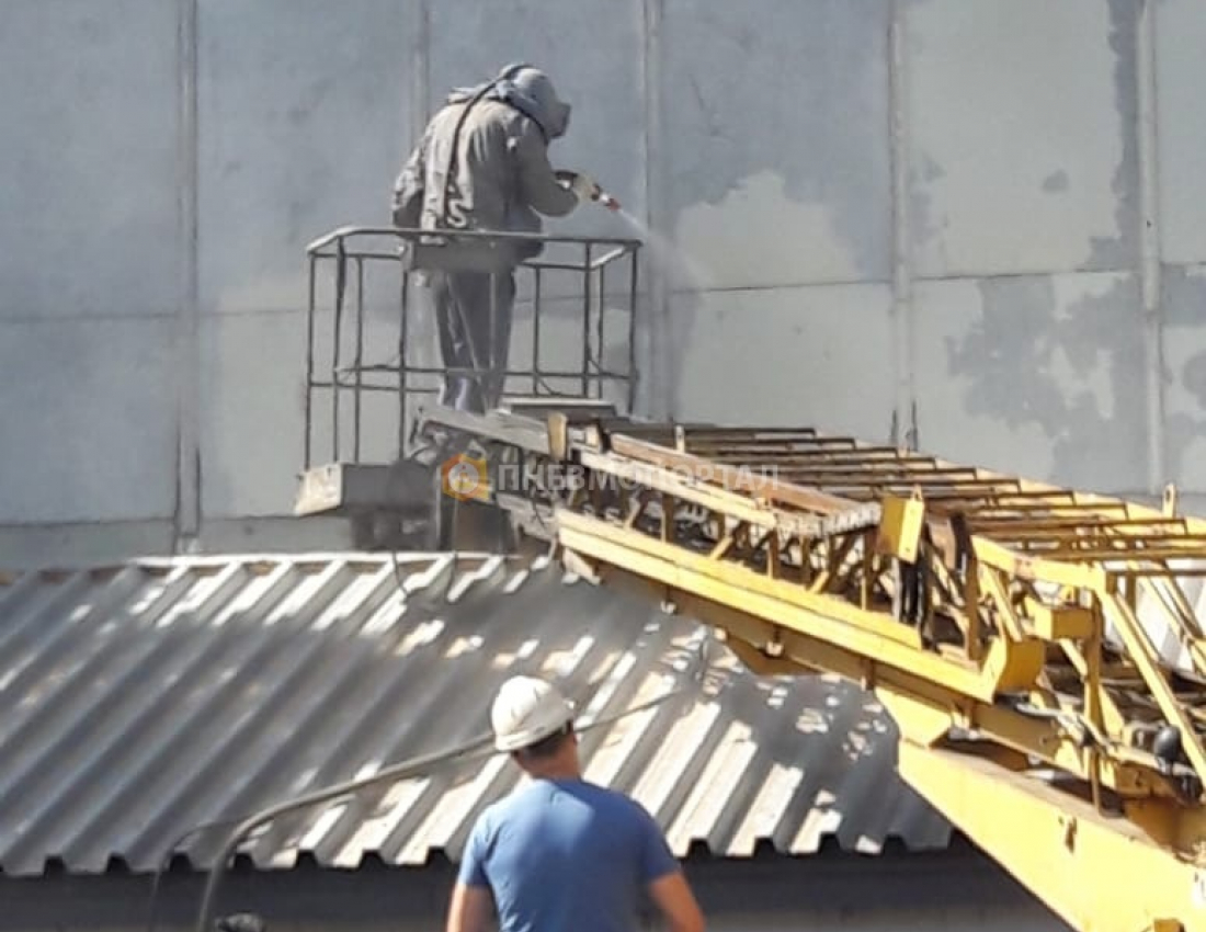 Пескоструйная обработка металлического ангара в п. Быково, Раменский район Пескоструйная обработка металлического ангара в п. Быково, Раменский район