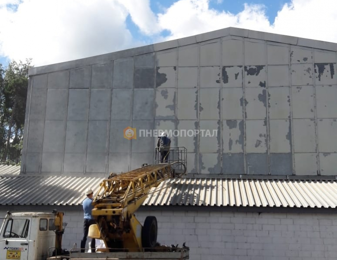 Пескоструйная обработка металлического ангара в п. Быково, Раменский район Пескоструйная обработка металлического ангара в п. Быково, Раменский район