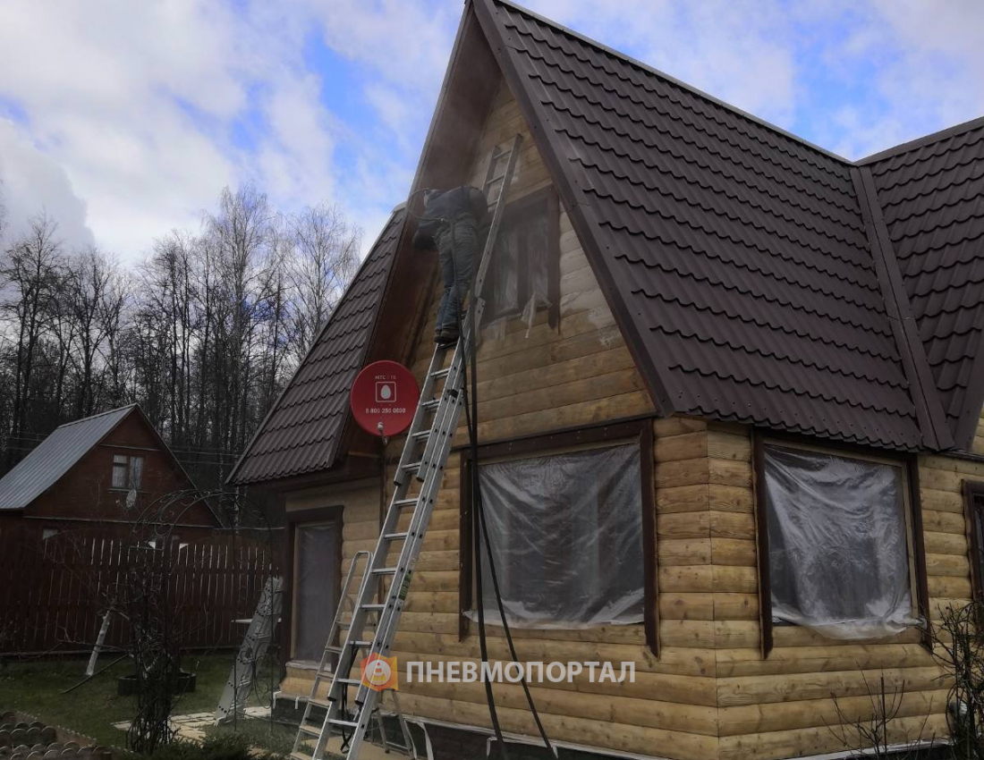 Пескоструйная обработка дома от краски Чеховский район, д. Власово Пескоструйная обработка дома от краски Чеховский район, д. Власово