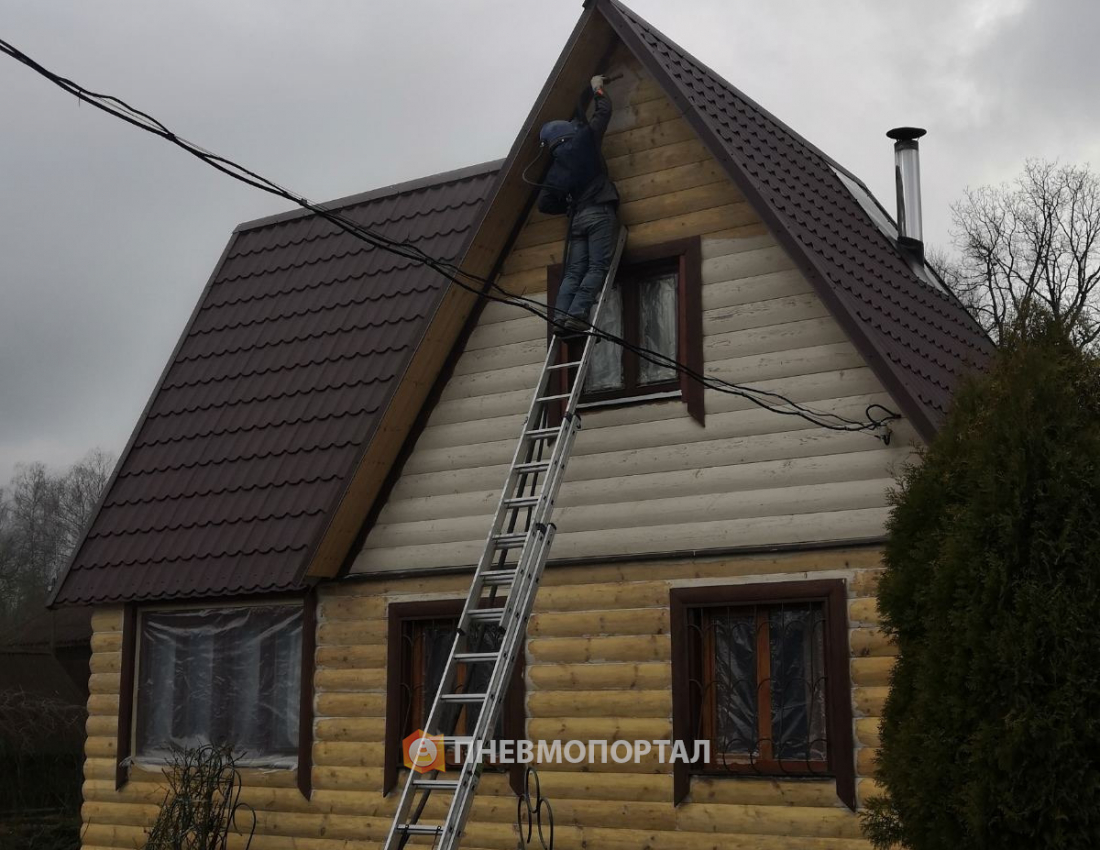 Пескоструйная обработка дома от краски Чеховский район, д. Власово Пескоструйная обработка дома от краски Чеховский район, д. Власово
