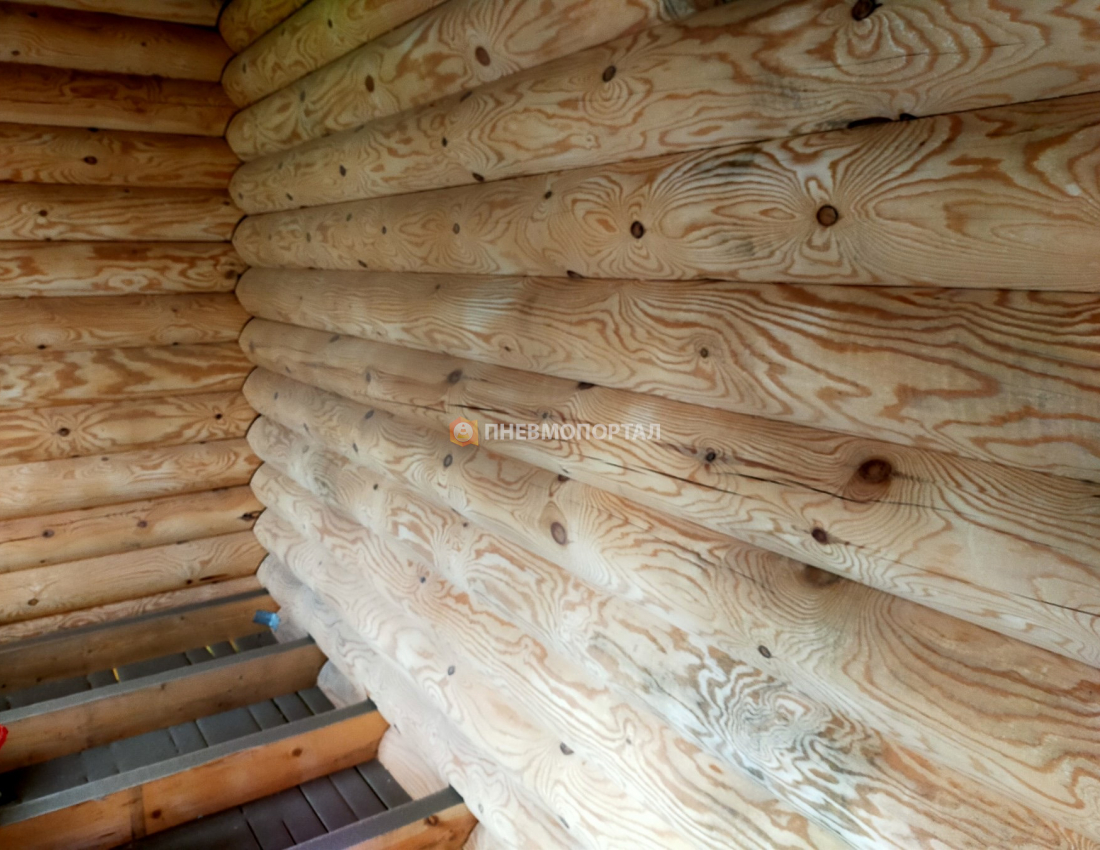 Пескоструйная шлифовка внутренней части сруба в Ступинском районе, КП Самороково Пескоструйная шлифовка внутренней части сруба в Ступинском районе, КП Самороково