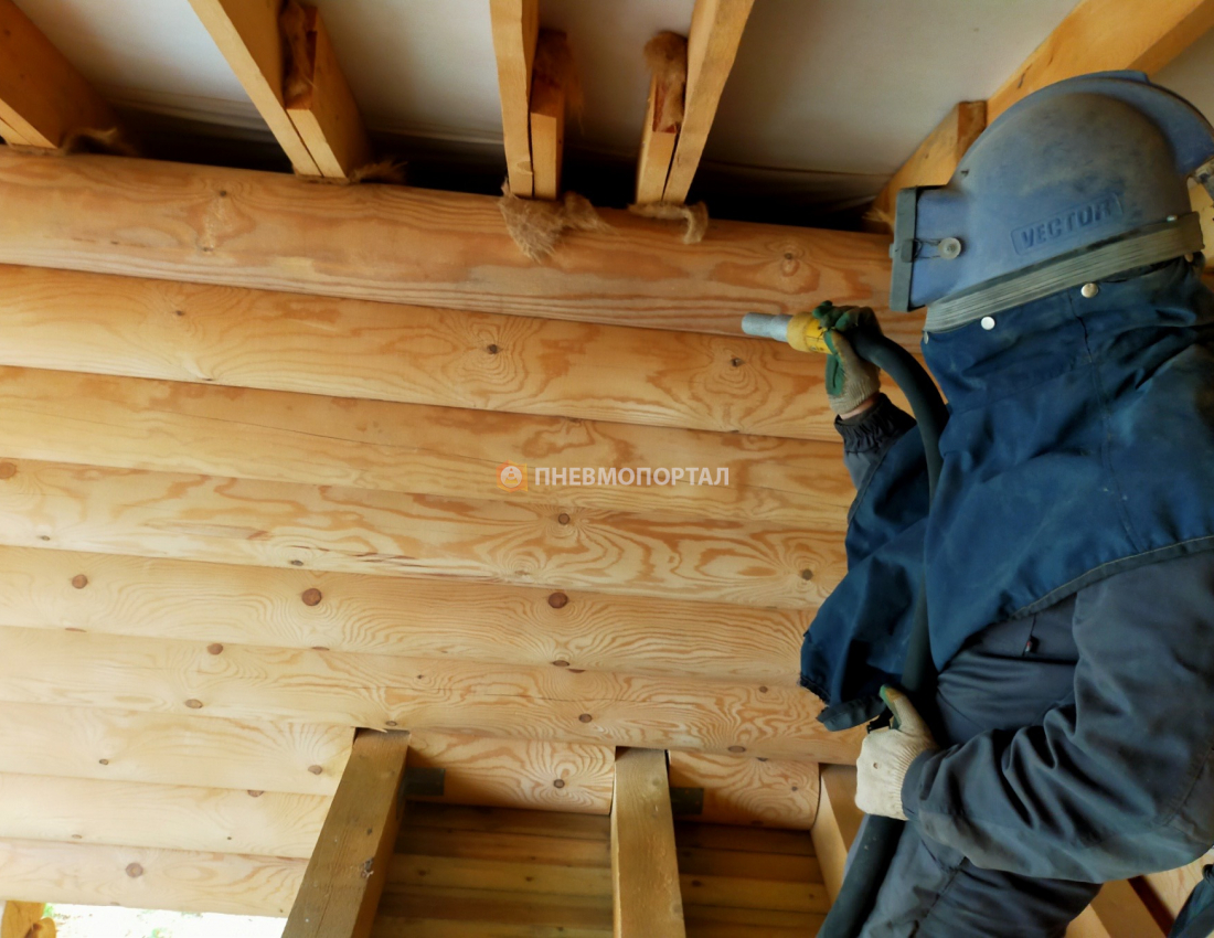 Пескоструйная шлифовка внутренней части сруба в Ступинском районе, КП Самороково Пескоструйная шлифовка внутренней части сруба в Ступинском районе, КП Самороково