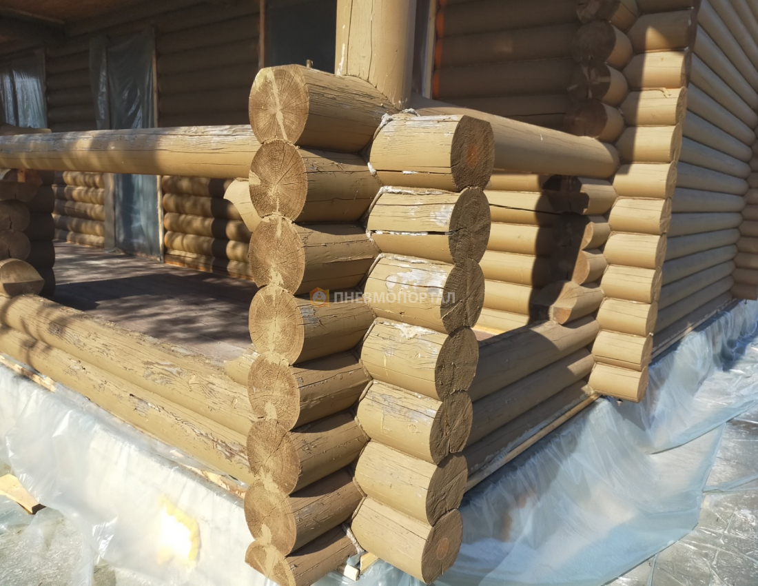 Пескоструйная обработка деревянного дома во Владимирской области, Александровский район, п. Маренкино Пескоструйная обработка деревянного дома во Владимирской области, Александровский район, п. Маренкино