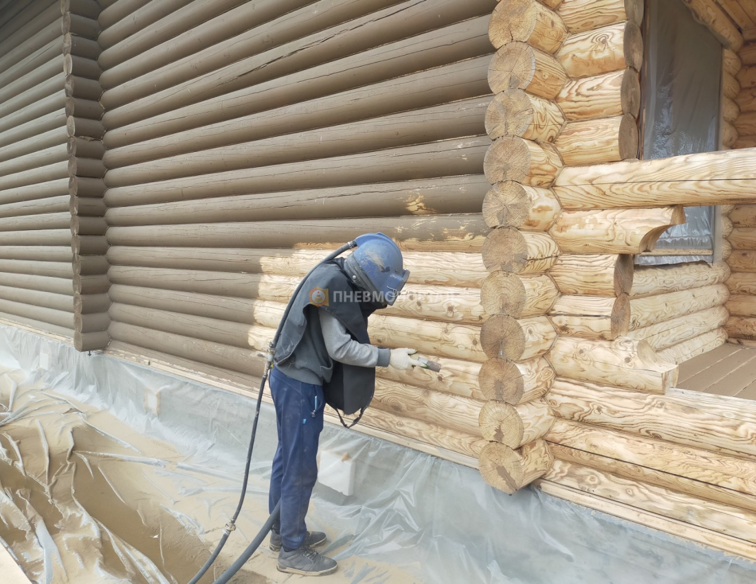 Пескоструйная обработка деревянного дома во Владимирской области, Александровский район, п. Маренкино Пескоструйная обработка деревянного дома во Владимирской области, Александровский район, п. Маренкино