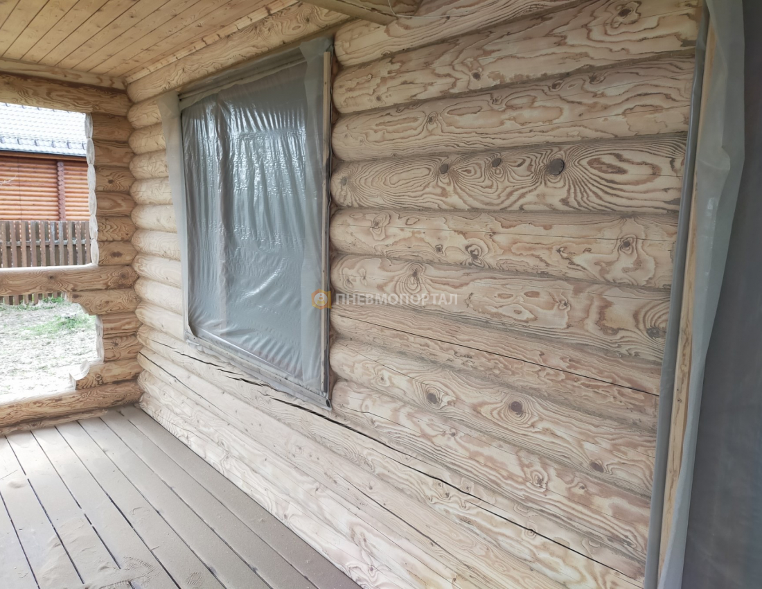 Пескоструйная обработка деревянного дома во Владимирской области, Александровский район, п. Маренкино Пескоструйная обработка деревянного дома во Владимирской области, Александровский район, п. Маренкино