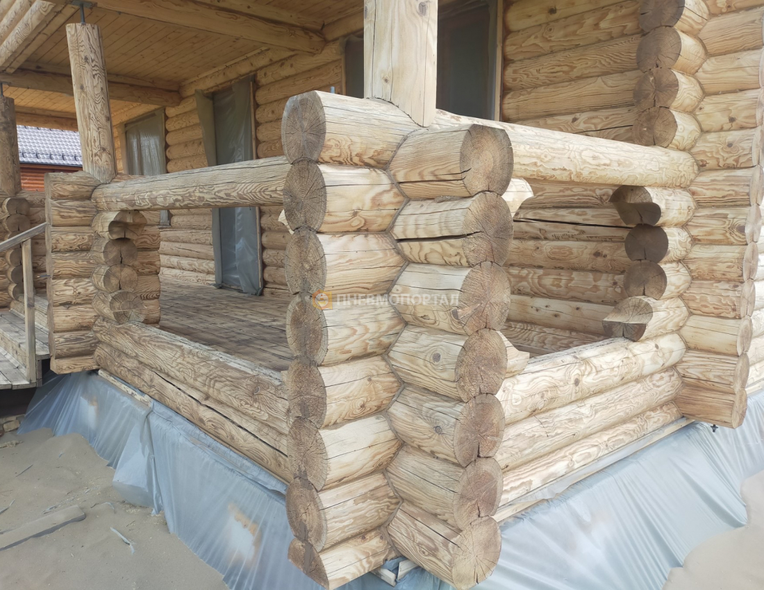 Пескоструйная обработка деревянного дома во Владимирской области, Александровский район, п. Маренкино Пескоструйная обработка деревянного дома во Владимирской области, Александровский район, п. Маренкино