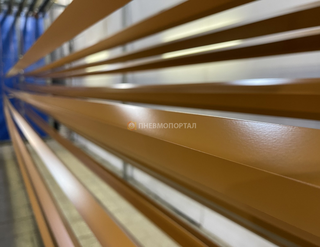 Порошковая покраска шестиметровой трубы в Ral 8001 Порошковая покраска шестиметровой трубы в Ral 8001