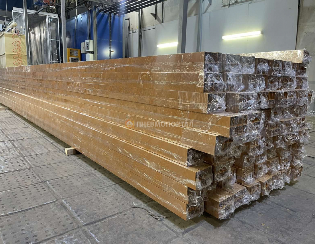 Порошковая покраска шестиметровой трубы в Ral 8001 Порошковая покраска шестиметровой трубы в Ral 8001