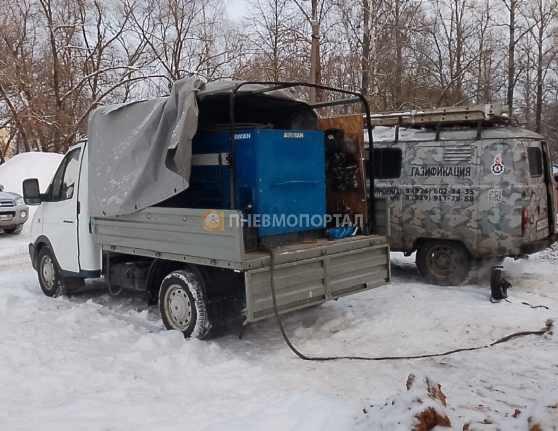 Предоставили в аренду 5-кубовый компрессор для опрессовки газопровода до 7 атмосфер Предоставили в аренду 5-кубовый компрессор для опрессовки газопровода до 7 атмосфер