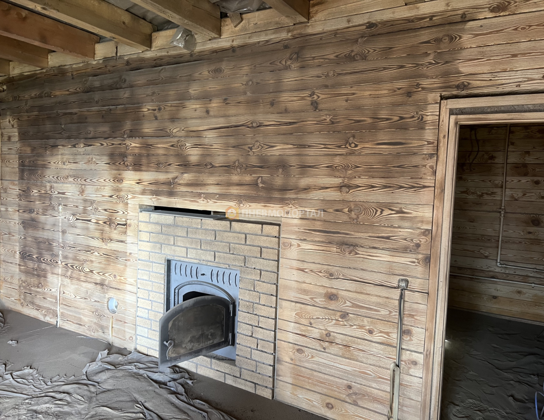 Пескоструйная обработка сруба после пожара Пескоструйная обработка сруба после пожара