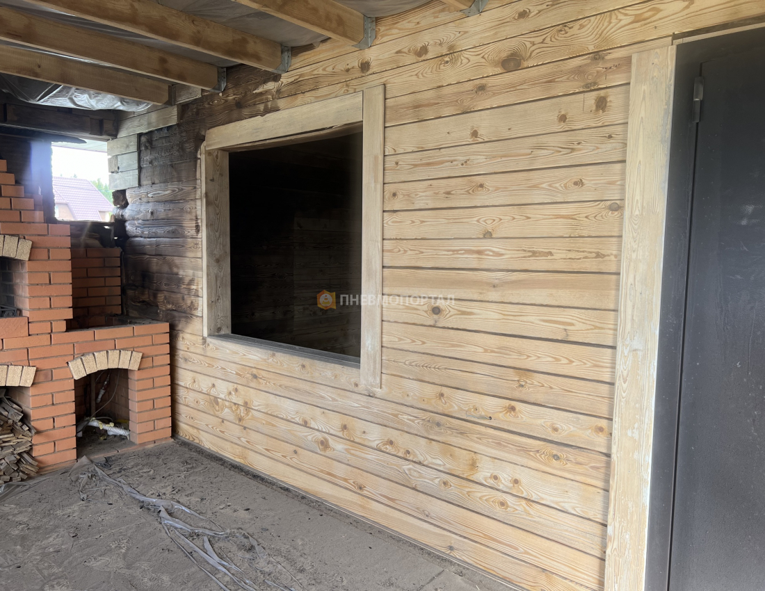 Пескоструйная обработка сруба после пожара Пескоструйная обработка сруба после пожара