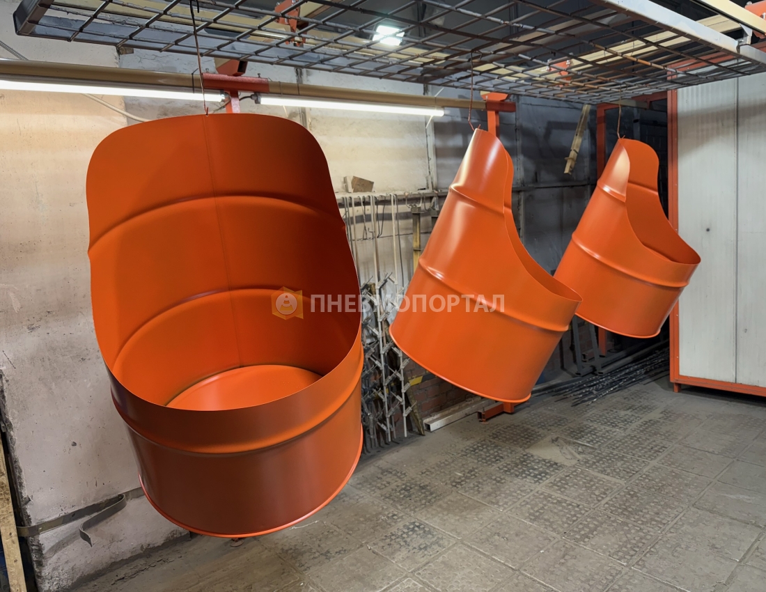 Порошковая покраска дизайнерских бочек в RAL 2008 красно - оранжевый Порошковая покраска дизайнерских бочек в RAL 2008 красно - оранжевый