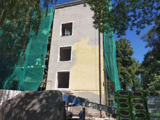 Пескоструйная обработка фасада здания в Люберцах