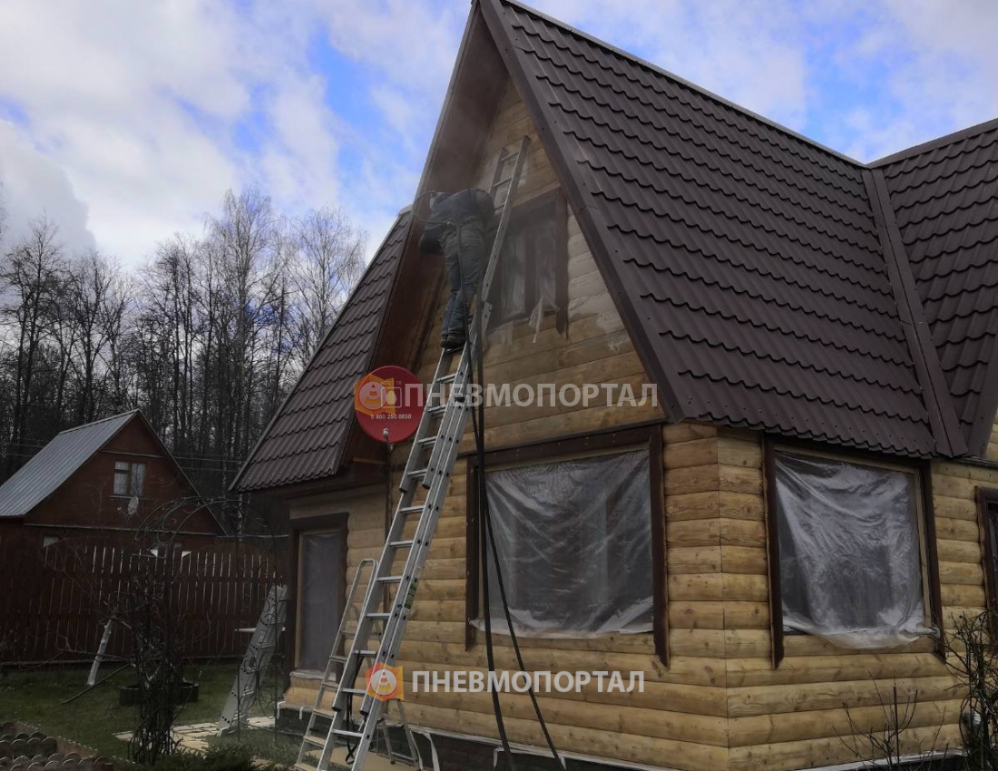 Пескоструйная обработка дома от краски Чеховский район, д. Власово