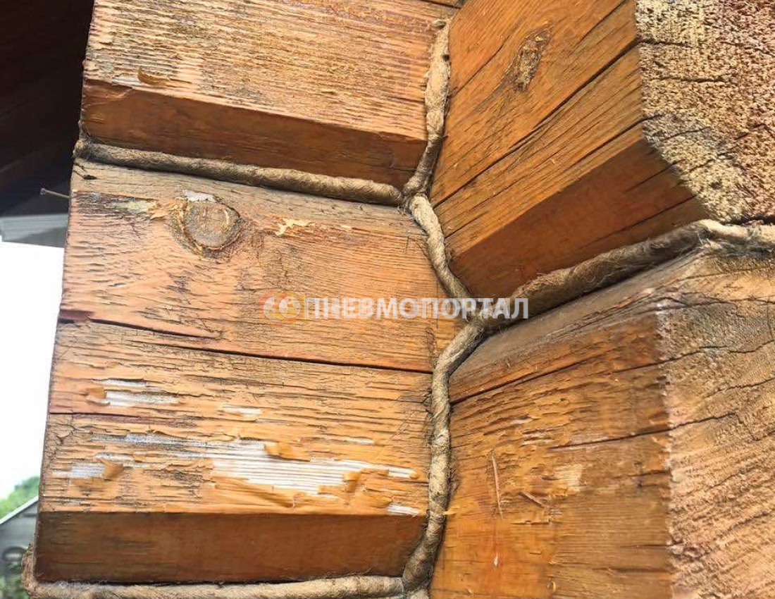 Снятие старого покрытия с бруса с помощью пескоструйного аппарата в Ногинском районе, д. Обухово