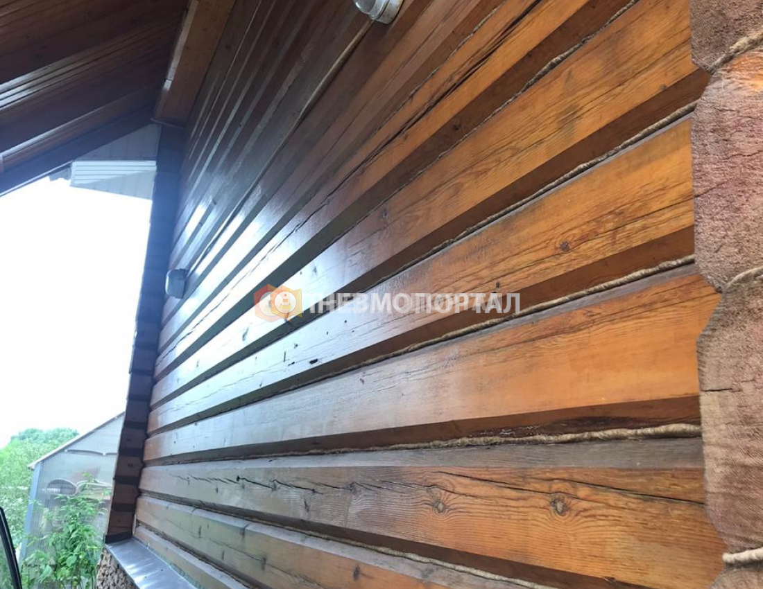 Снятие старого покрытия с бруса с помощью пескоструйного аппарата в Ногинском районе, д. Обухово