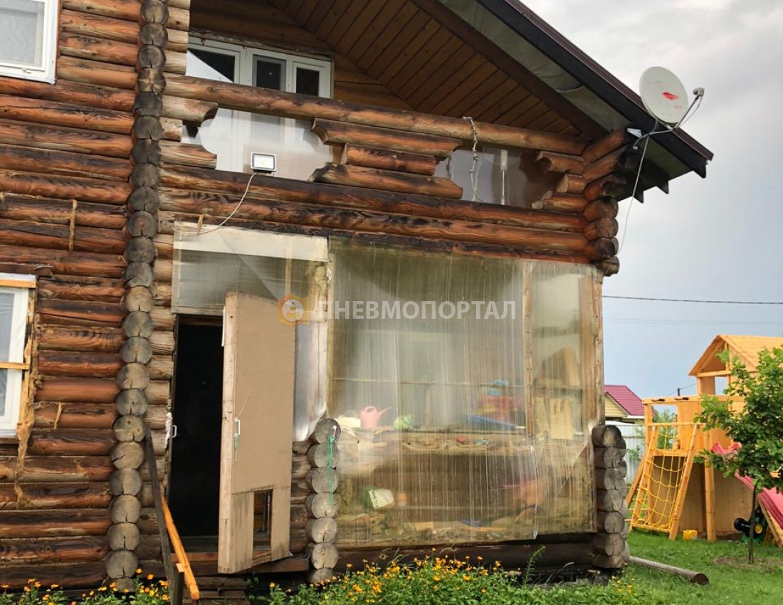 Очистка сруба дома с помощью пескоструйной обработки в д. Яковлево